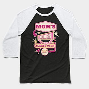 Retro Mom's Diner Design | Vintage Americana 24/7 Open Sign Baseball T-Shirt